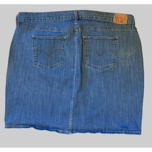 Levi Denim Jean Skirt 22W Women Stretch Blue Waist 42 in Length 21 in Front Slit